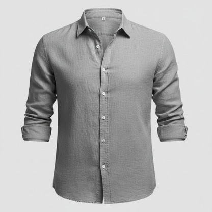 Camisa Hombre de Lino Manga Larga Cuello Abierto