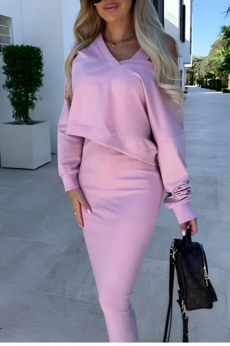 Conjunto Mujer de Dos Piezas y Falda Ajustados Bodycon