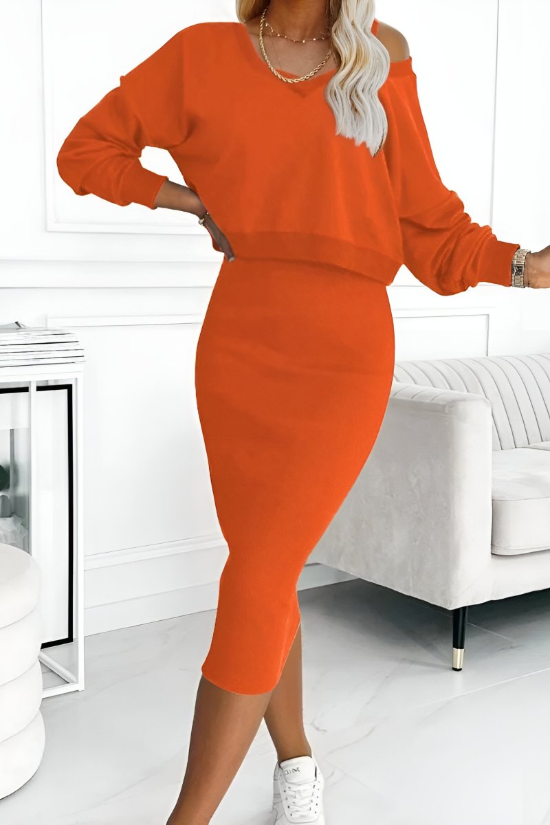 Conjunto Mujer de Dos Piezas y Falda Ajustados Bodycon