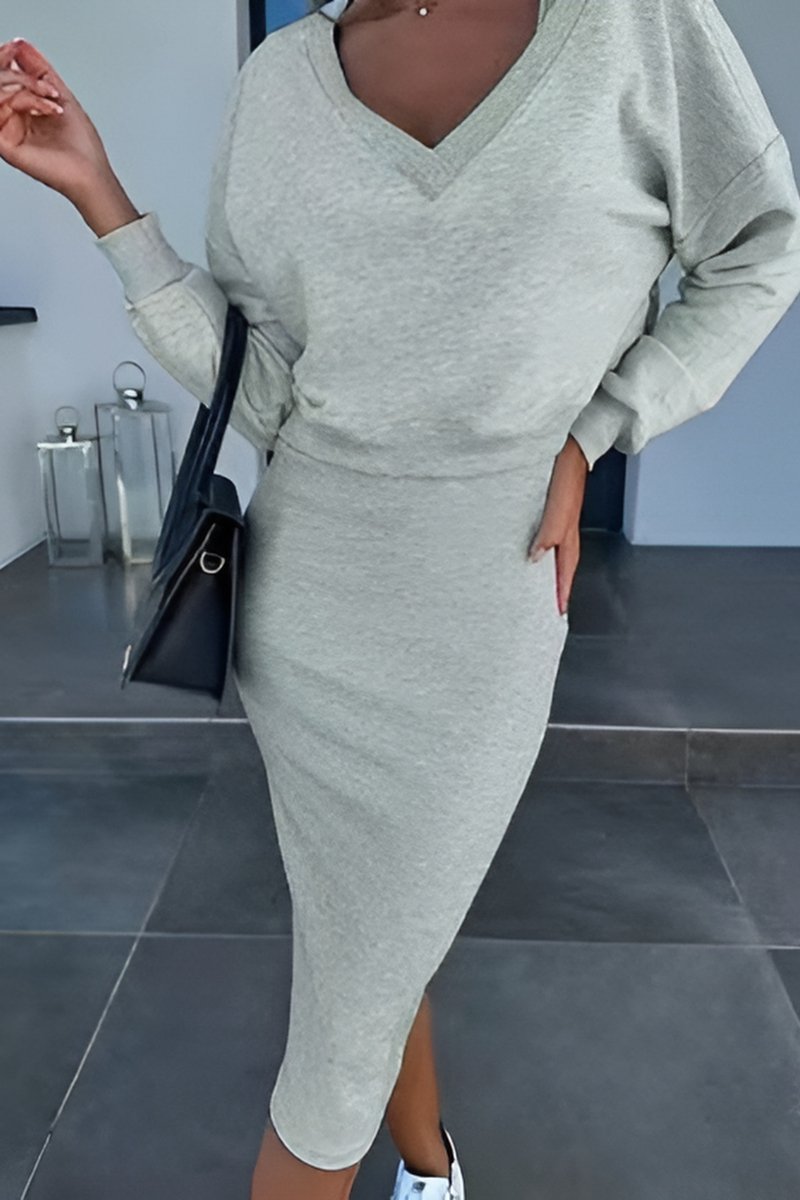 Conjunto Mujer de Dos Piezas y Falda Ajustados Bodycon