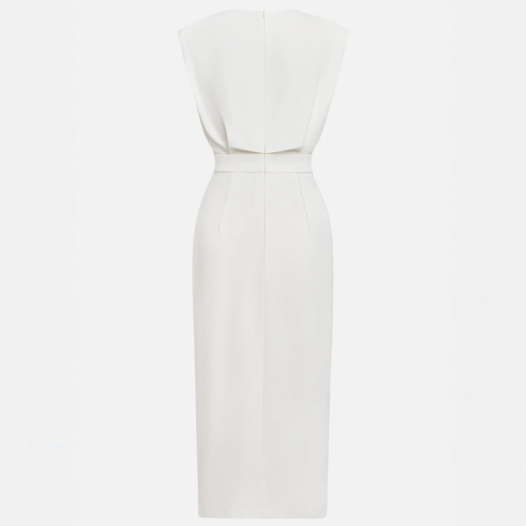 Vestido Midi Mujer Ajustado con Botones Sin Mangas