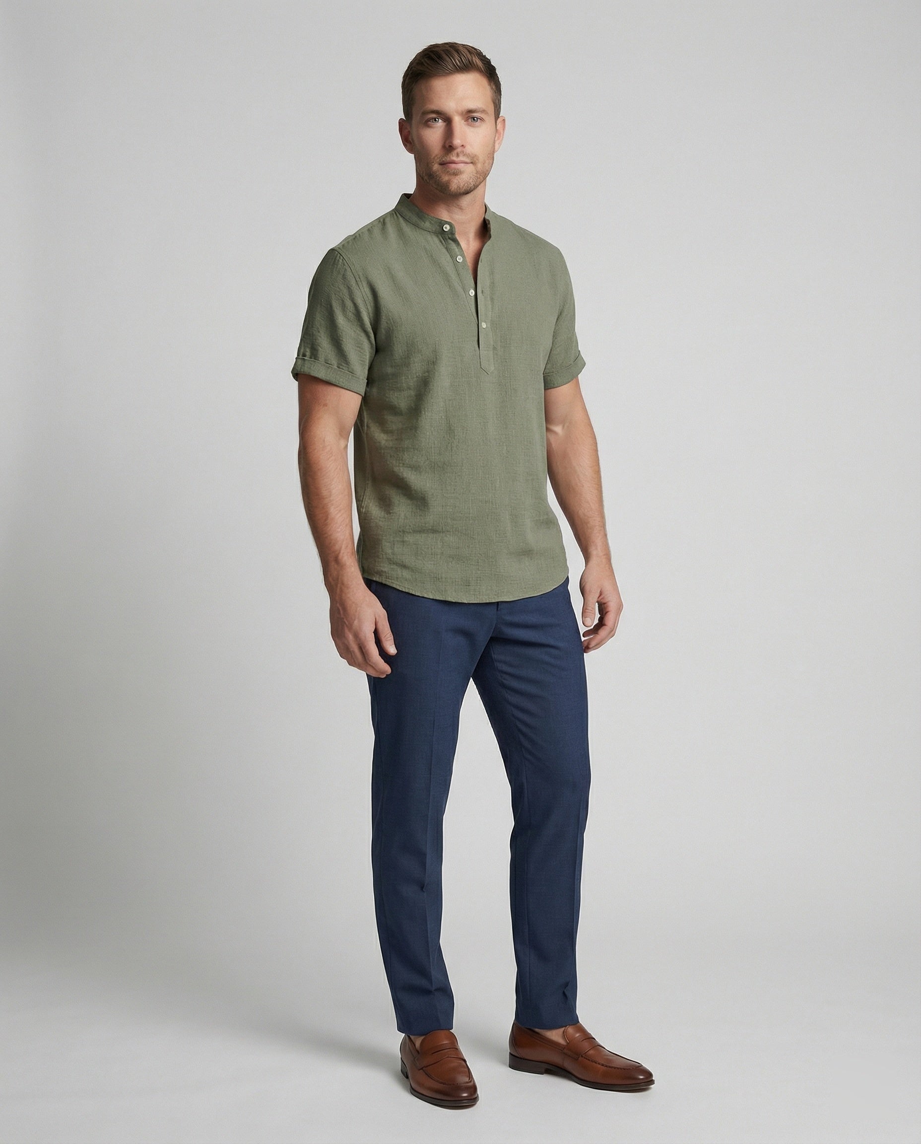 Polo Hombre Manga Corta Cuello Mao - Mavetta