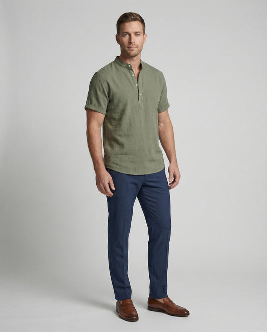 Polo Hombre Manga Corta Cuello Mao - Mavetta