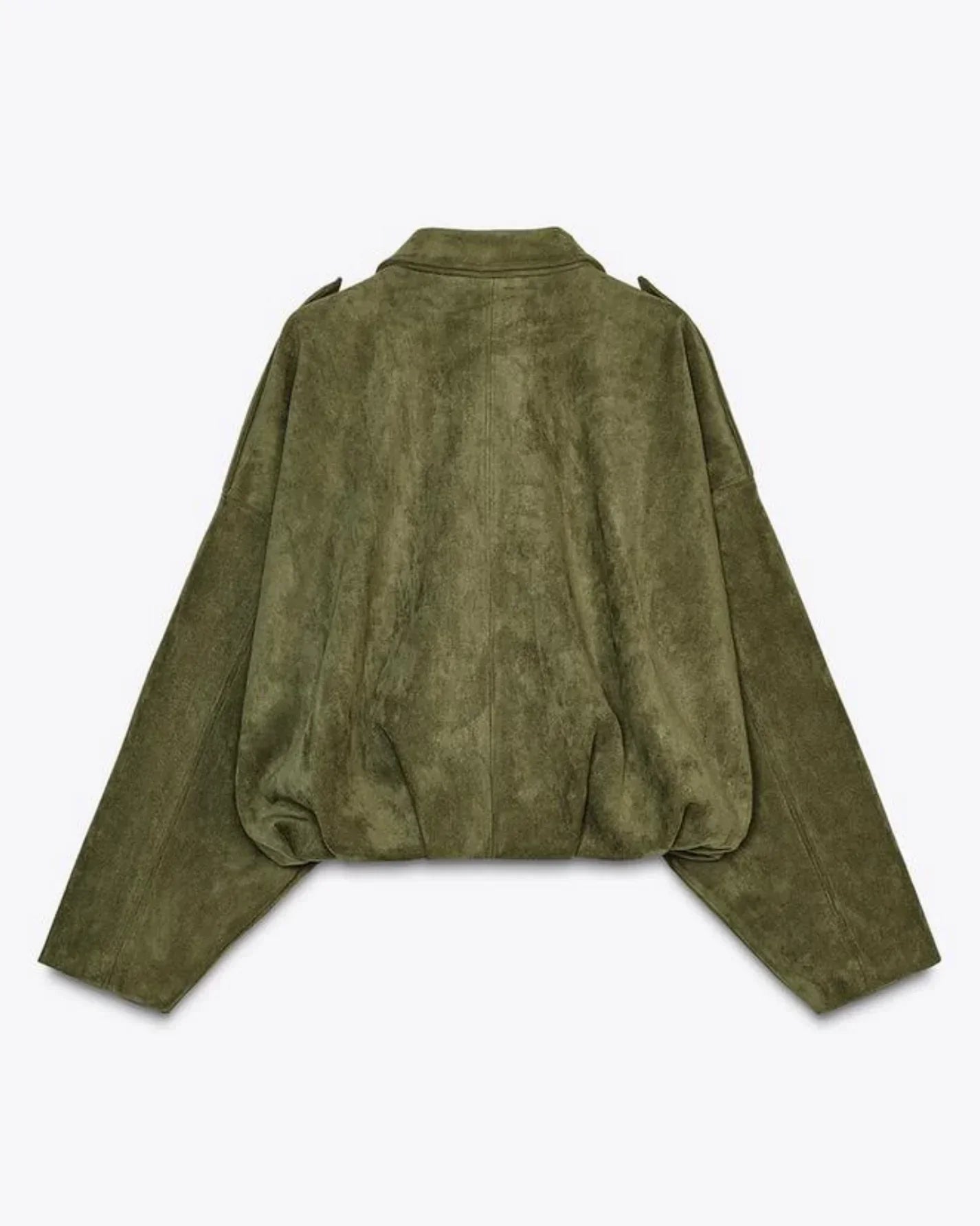 Chaqueta Bomber Mujer de Ante Estilo Oversize Cierre Cremallera