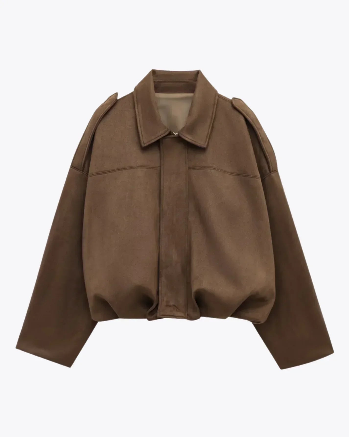 Chaqueta Bomber Mujer de Ante Estilo Oversize Cierre Cremallera
