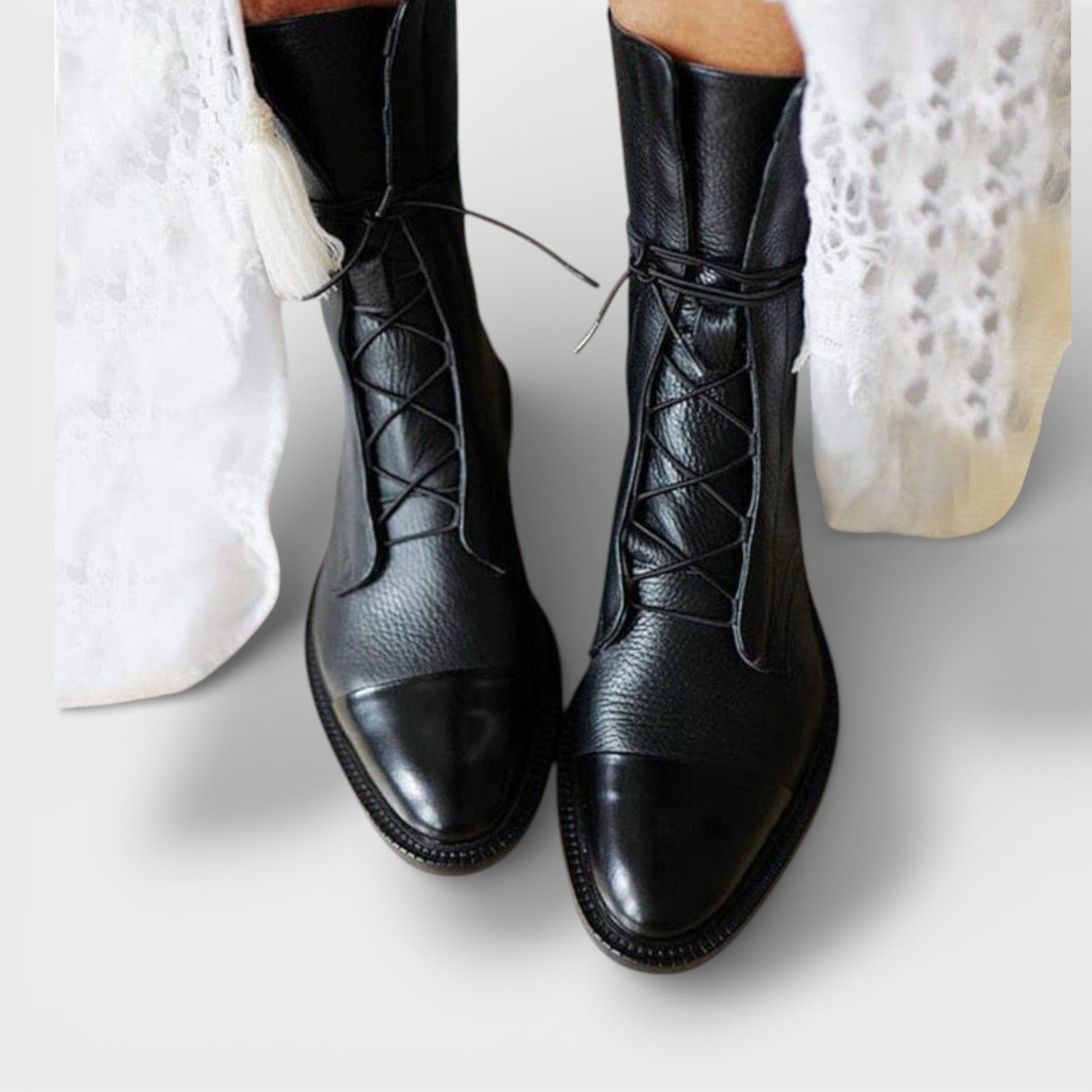 Botines Con Cordones Caña Media Mujer - Mavetta