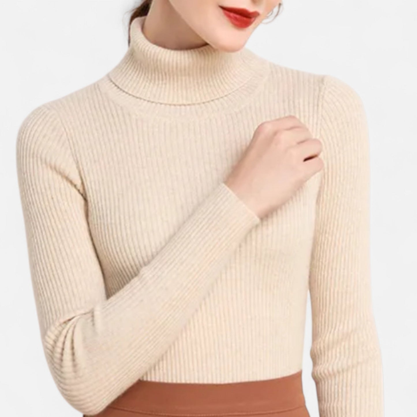 Jersey Mujer de Cachemira Cuello Alto Elegante