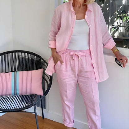 Conjunto Mujer Camisa y Pantalón de Lino Manga Larga - Mavetta