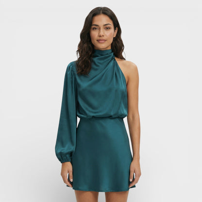 Vestido Corto Mujer Asimétrico Un Hombro