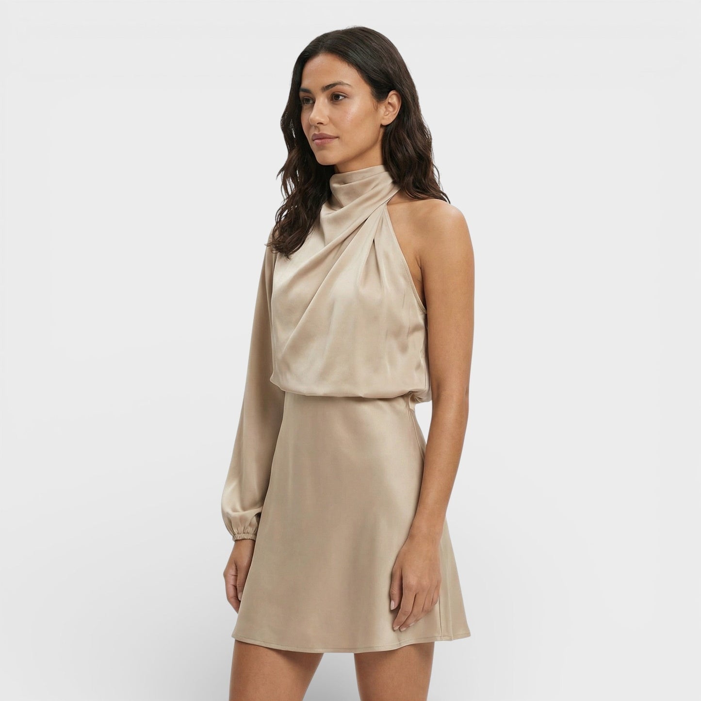 Vestido Corto Mujer Asimétrico Un Hombro