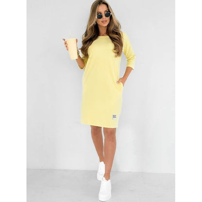 Vestido Corto Mujer Casual Manga Corta Cuello Redondo