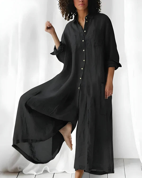 Mono Mujer Camisero de Tejido Suelto Estilo Relajado