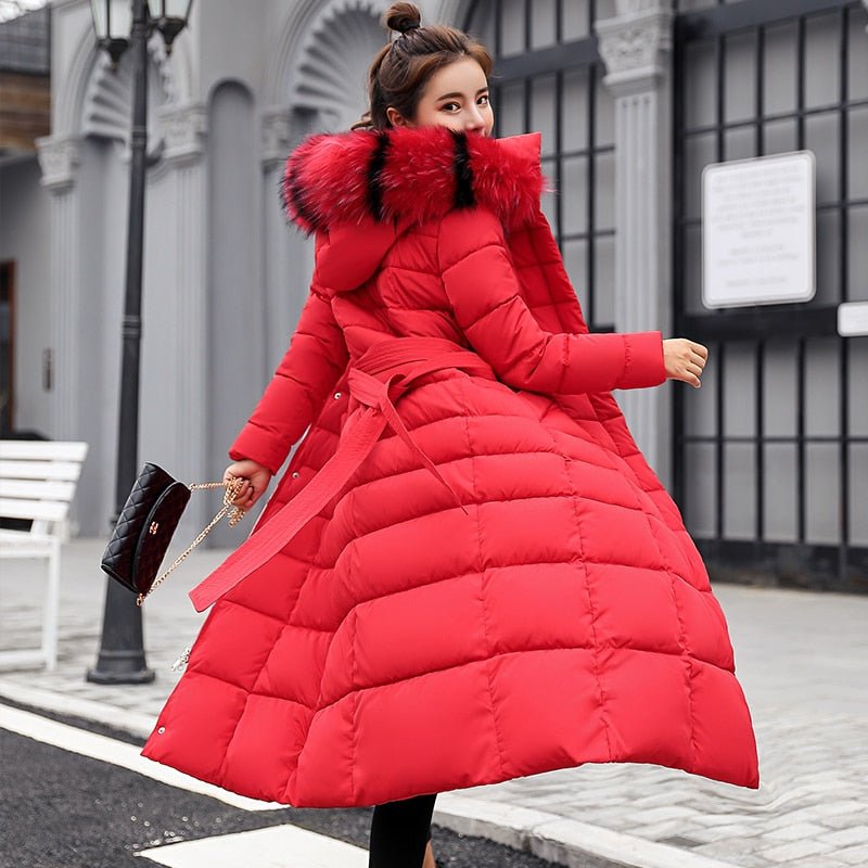 Abrigo Largo Mujer Acolchado Invierno con Capucha