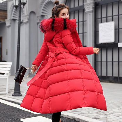 Abrigo Largo Mujer Acolchado Invierno con Capucha