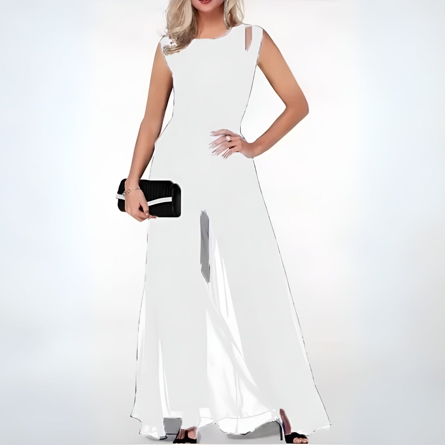 Vestido Noche Mujer con Hombros Descubiertos y Corte Entallado