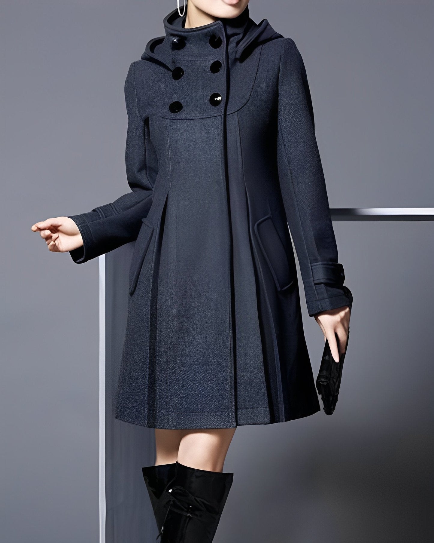 Abrigo mujer invierno reversible bolsillos laterales