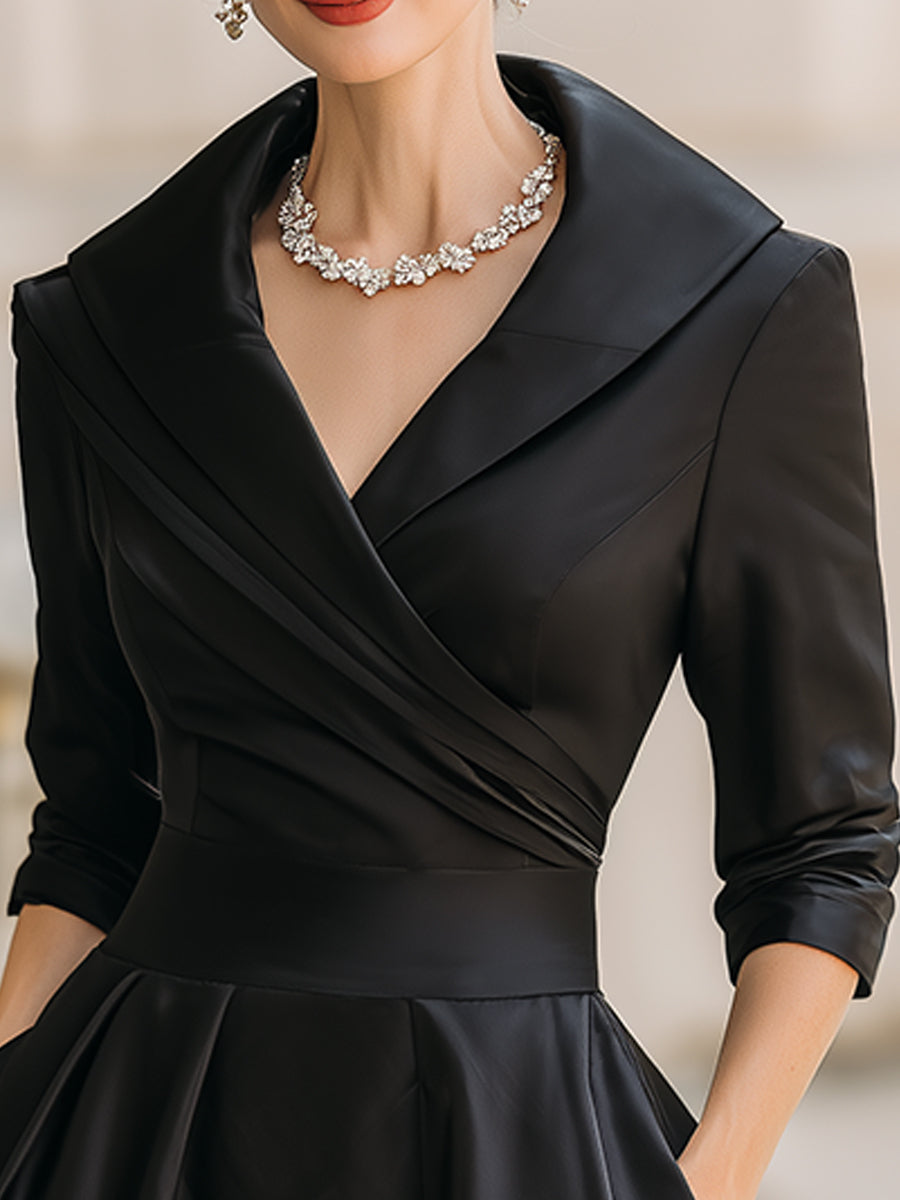 Vestido midi mujer cruzado escote en V primaveral elegante