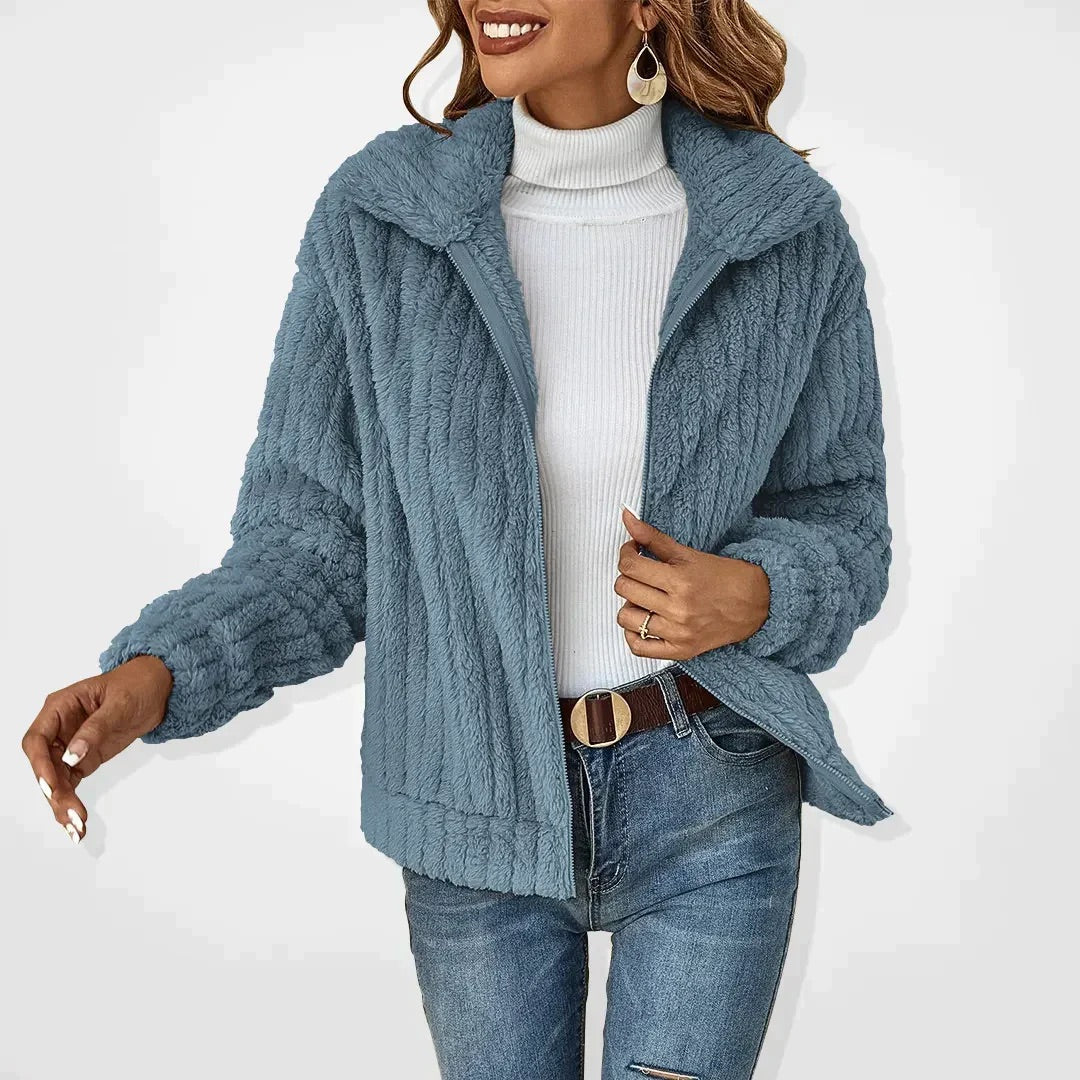 Chaqueta Mujer con Forro Polar y Cuello Alto Ajuste Cálido