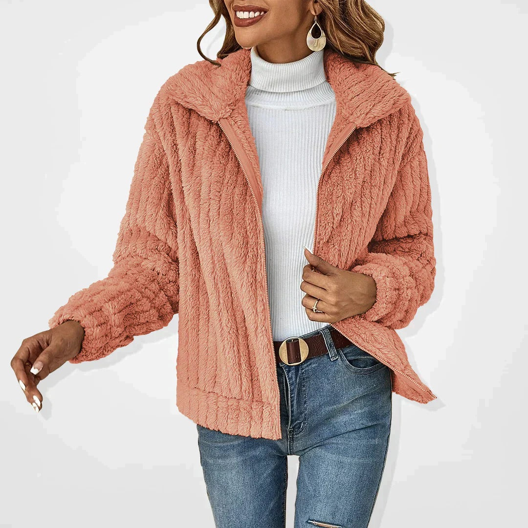 Chaqueta Mujer con Forro Polar y Cuello Alto Ajuste Cálido
