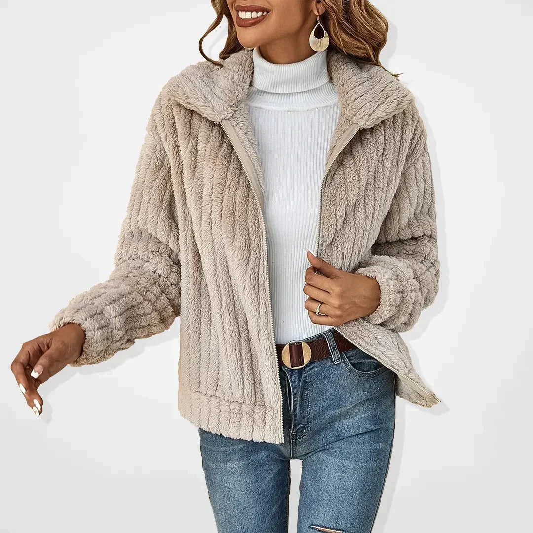Chaqueta Mujer con Forro Polar y Cuello Alto Ajuste Cálido - Mavetta
