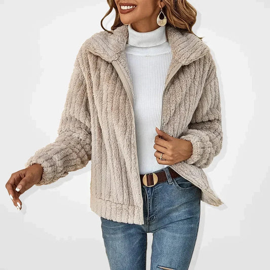 Chaqueta Mujer con Forro Polar y Cuello Alto Ajuste Cálido - Mavetta