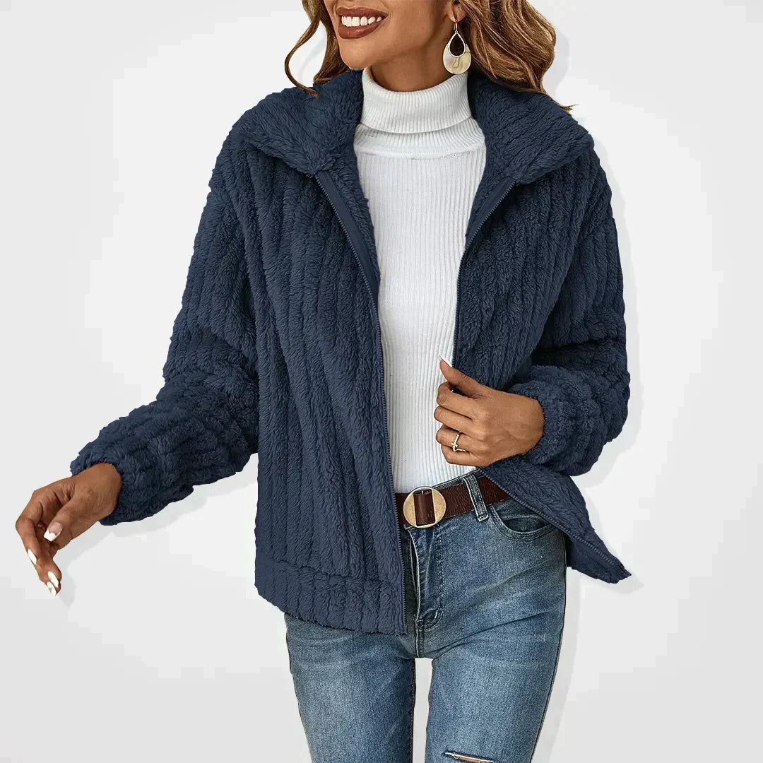 Chaqueta Mujer con Forro Polar y Cuello Alto Ajuste Cálido