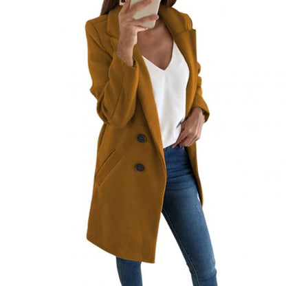 Blazer Mujer Largo Estructurado Doble Botonadura Solapa Clasica