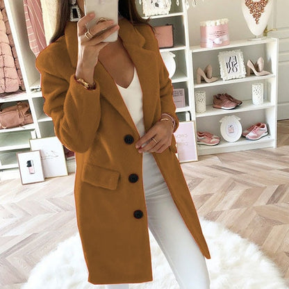 Blazer Mujer Largo Estructurado Doble Botonadura Solapa Clasica