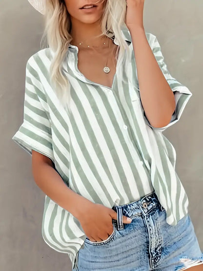 Blusa Mujer Algodón Manga Corta Corte Holgado