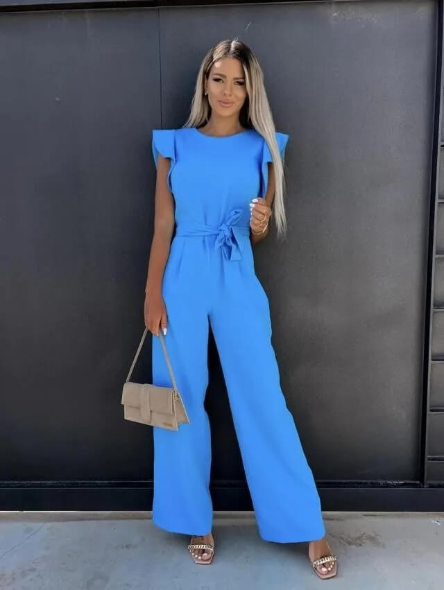 Mono Mujer Pantalón Ancho Cinturón Ajustable Elegante