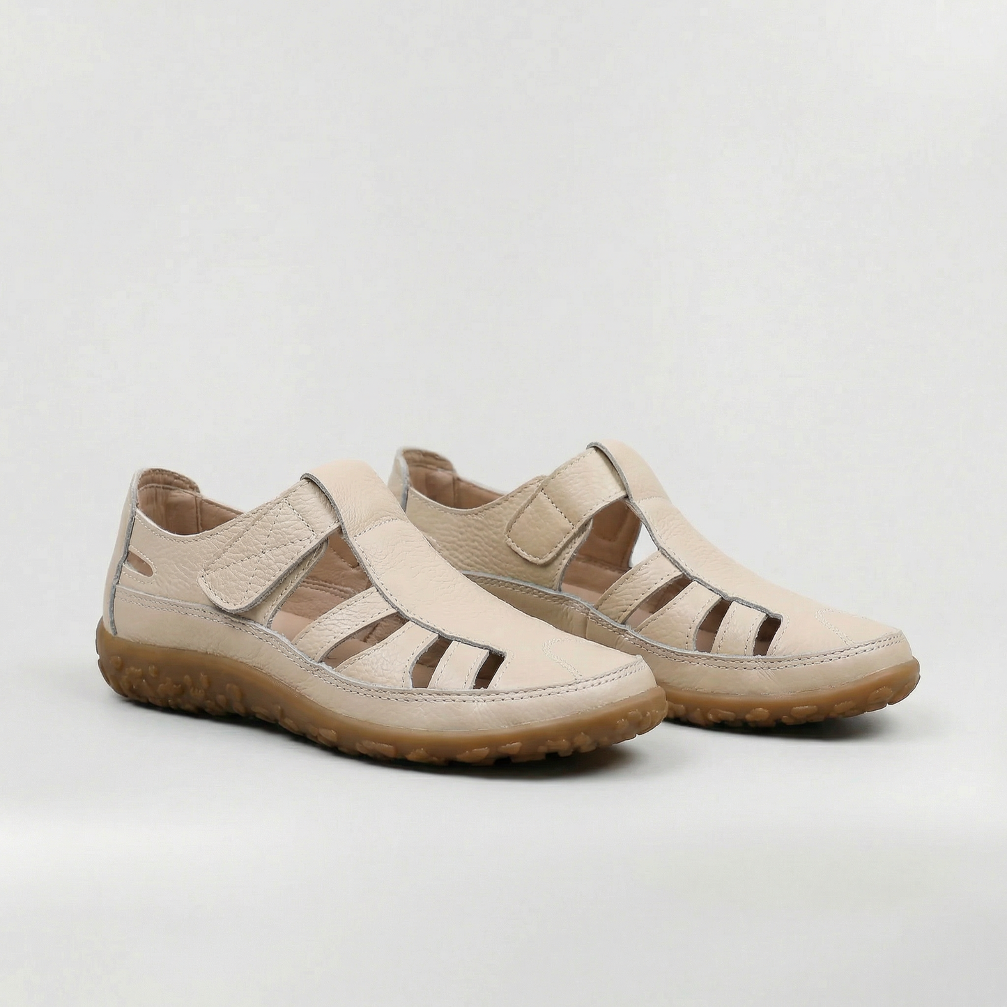 Sandalias Mujer de Cuero Cerradas con Tira Ajustable