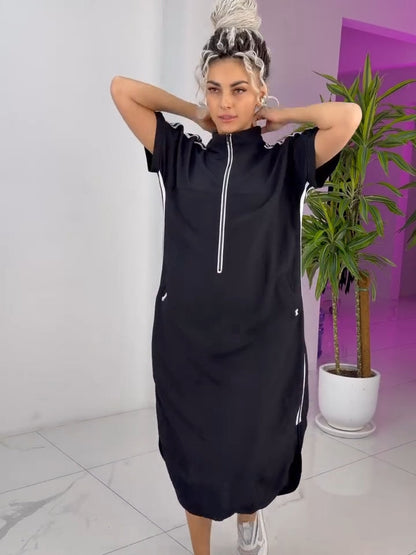 Vestido largo mujer deportivo cremallera fluido casual