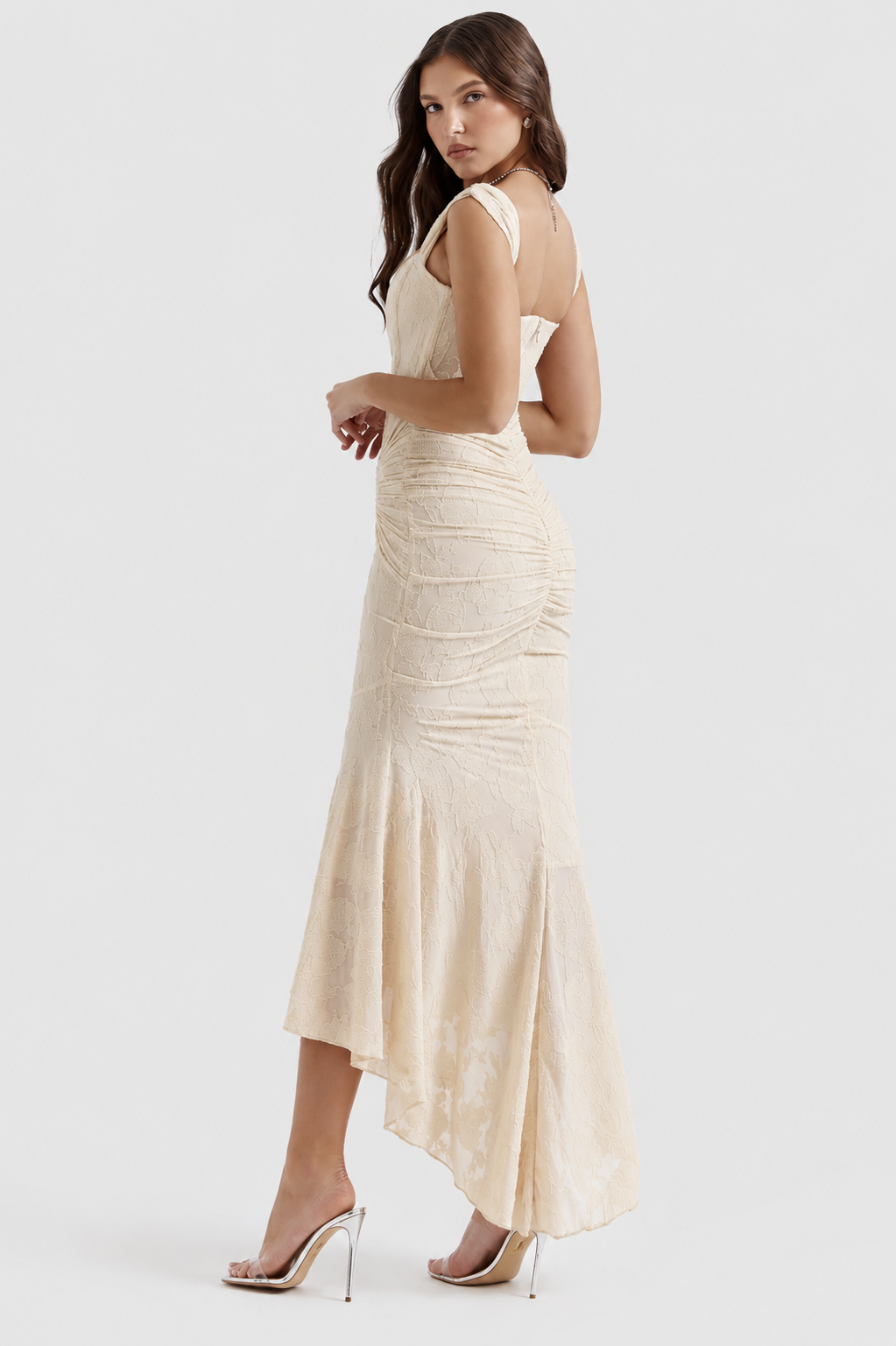 Vestido largo Mujer de encaje sin mangas
