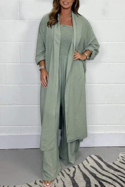 Conjunto Mujer con Espalda Descubierta y Pantalón Pierna Ancha