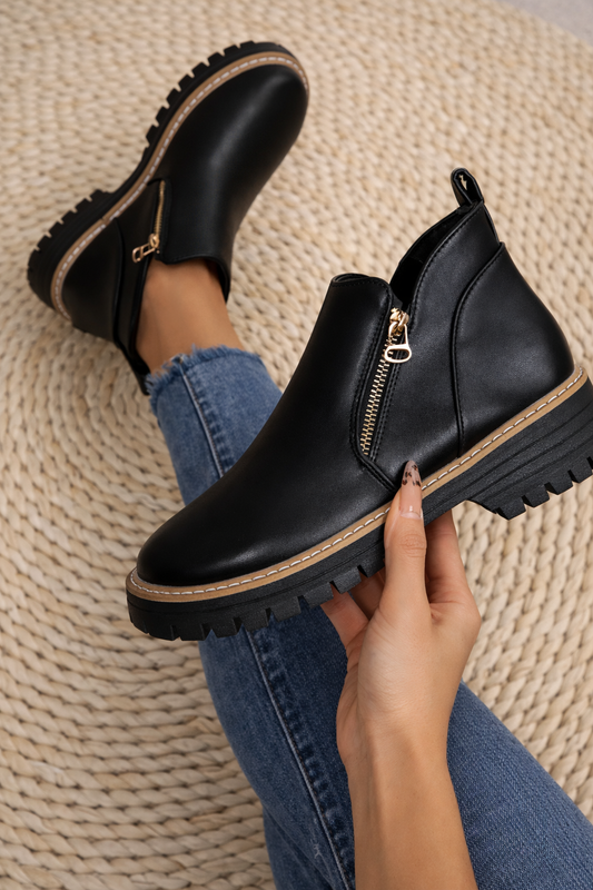 Botines mujer de piel y suela antideslizante - Mavetta