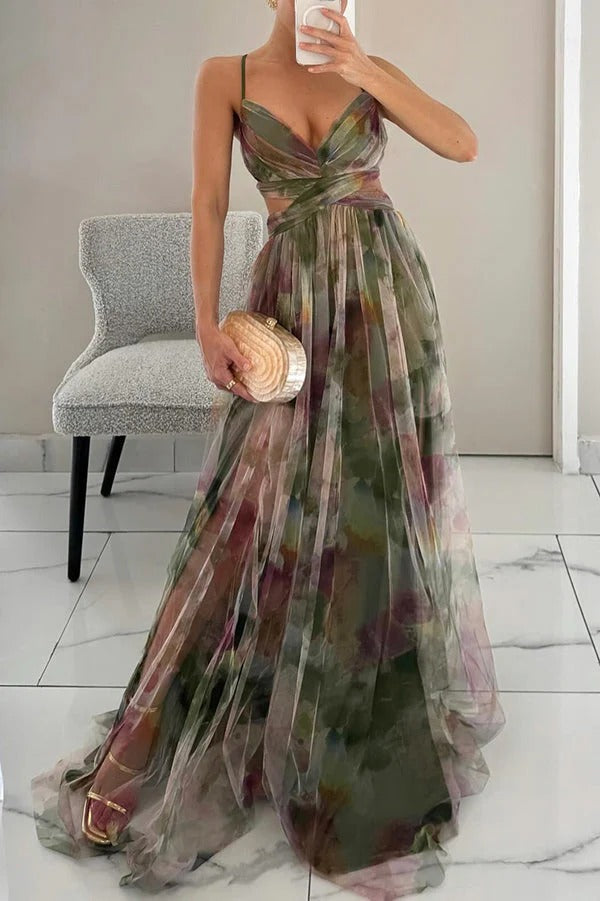 Vestido Largo Mujer Floral sin Tirantes Elegante