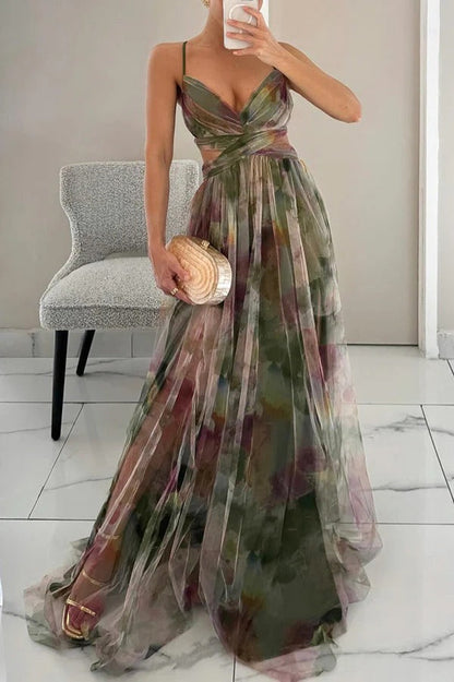 Vestido Largo Mujer Floral sin Tirantes Elegante