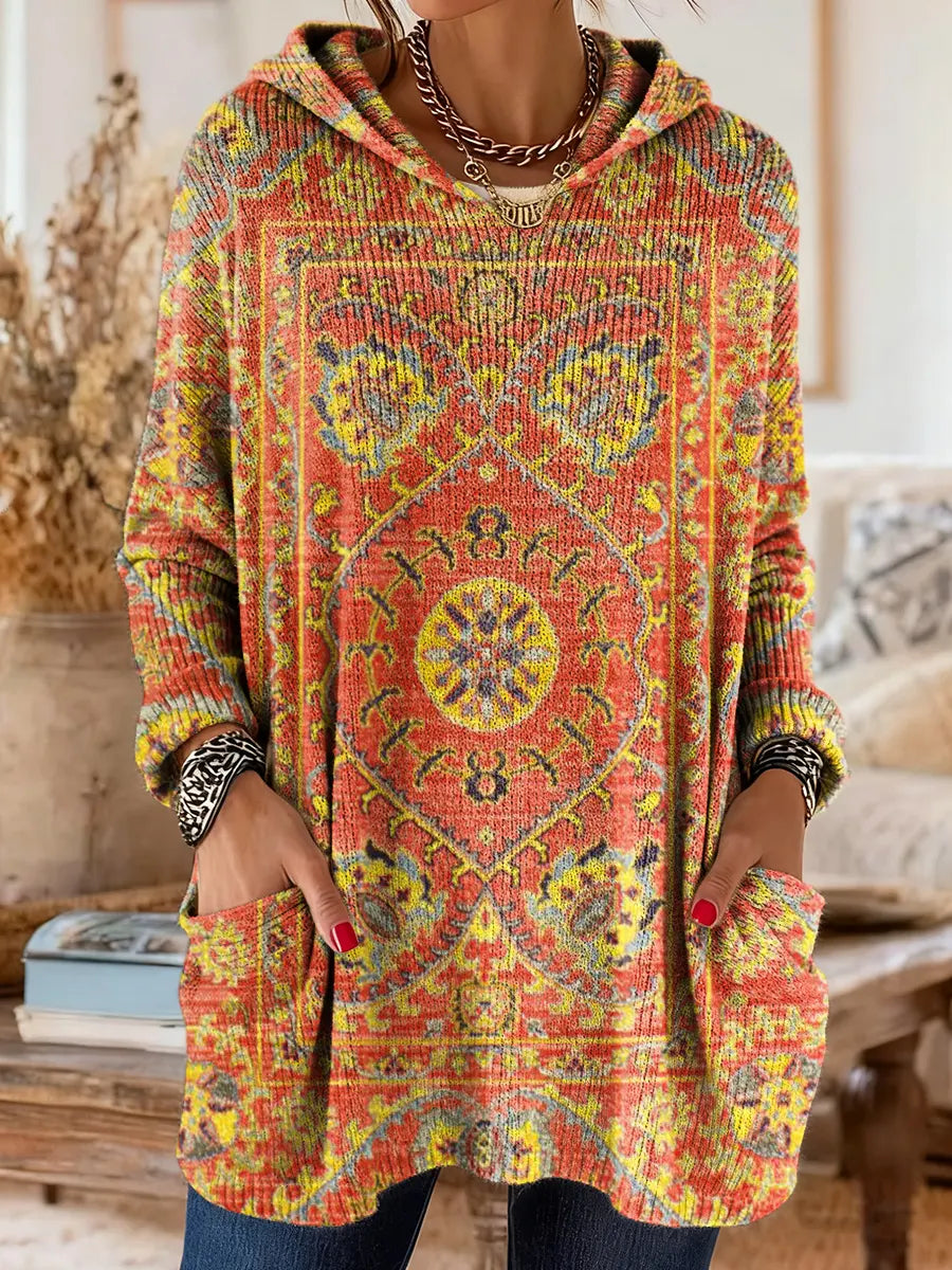 Túnica mujer con capucha estampada cómoda y cálida