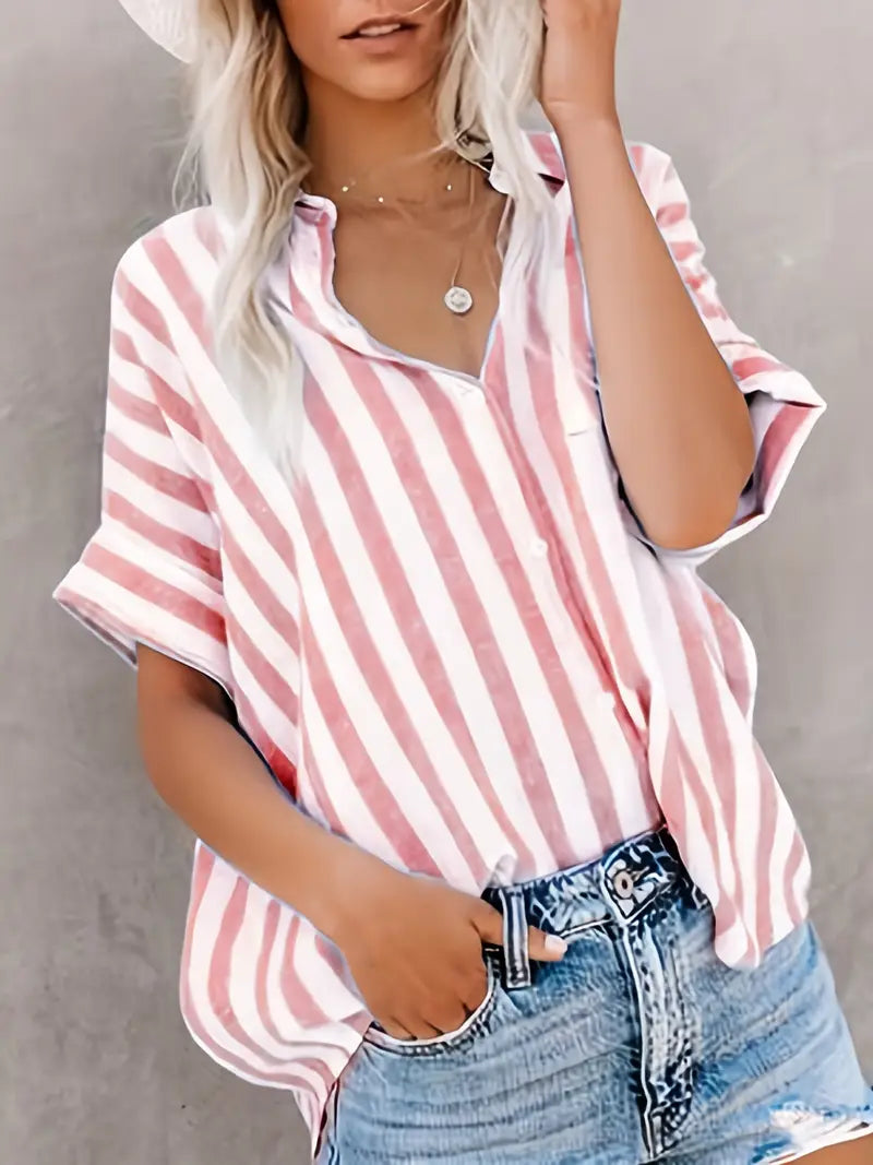 Blusa Mujer Algodón Manga Corta Corte Holgado