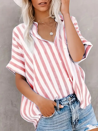 Blusa Mujer Algodón Manga Corta Corte Holgado