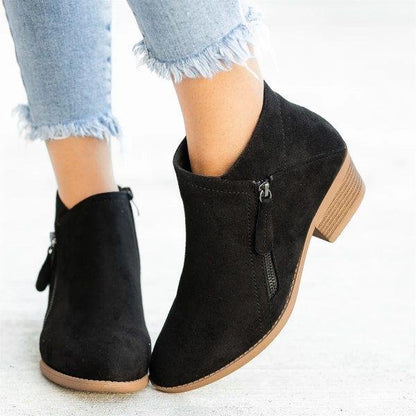 Botines mujer de cuero con cremallera lateral y suela cuña cómoda