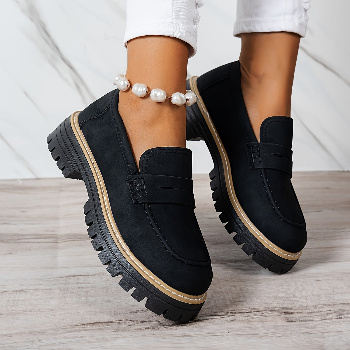 Mocasines Mujer Diseño Retro Suela Gruesa Comodos