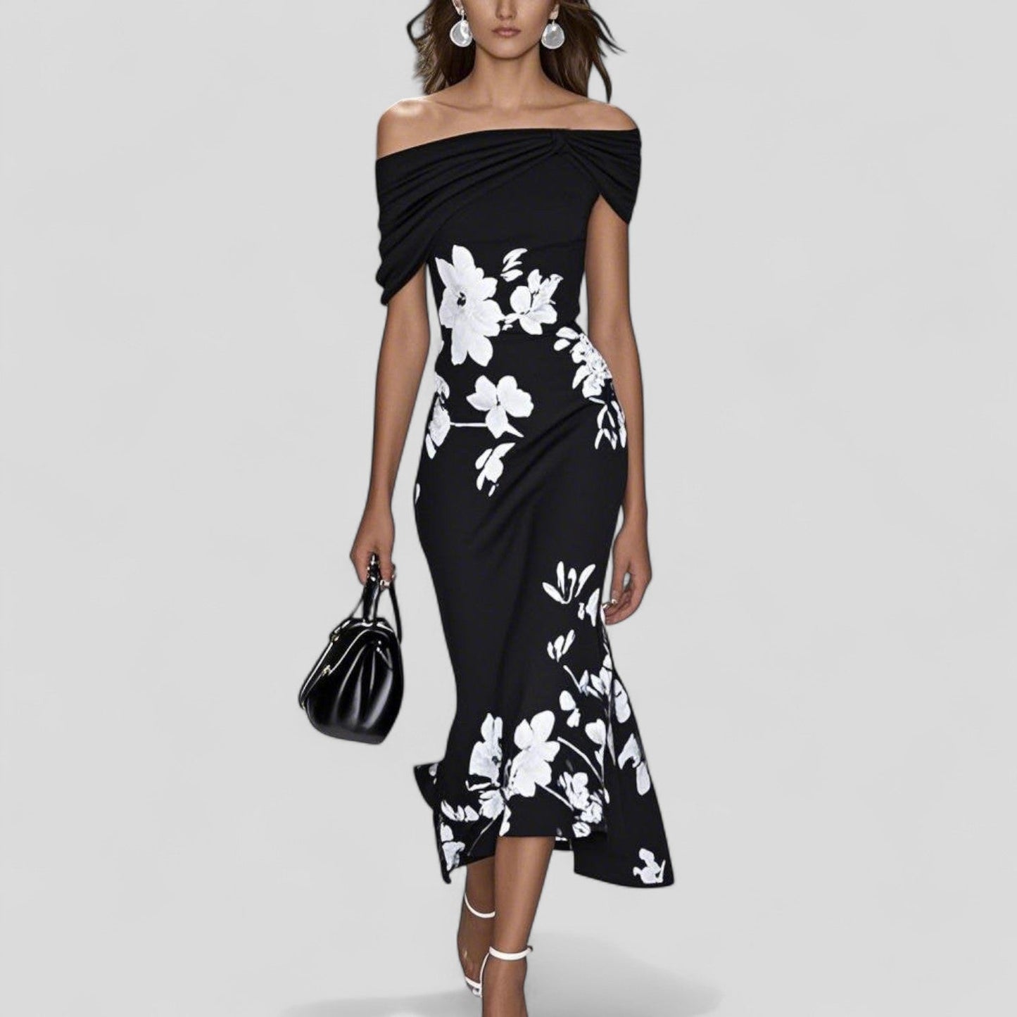 Vestido midi mujer elegante ajuste clásico