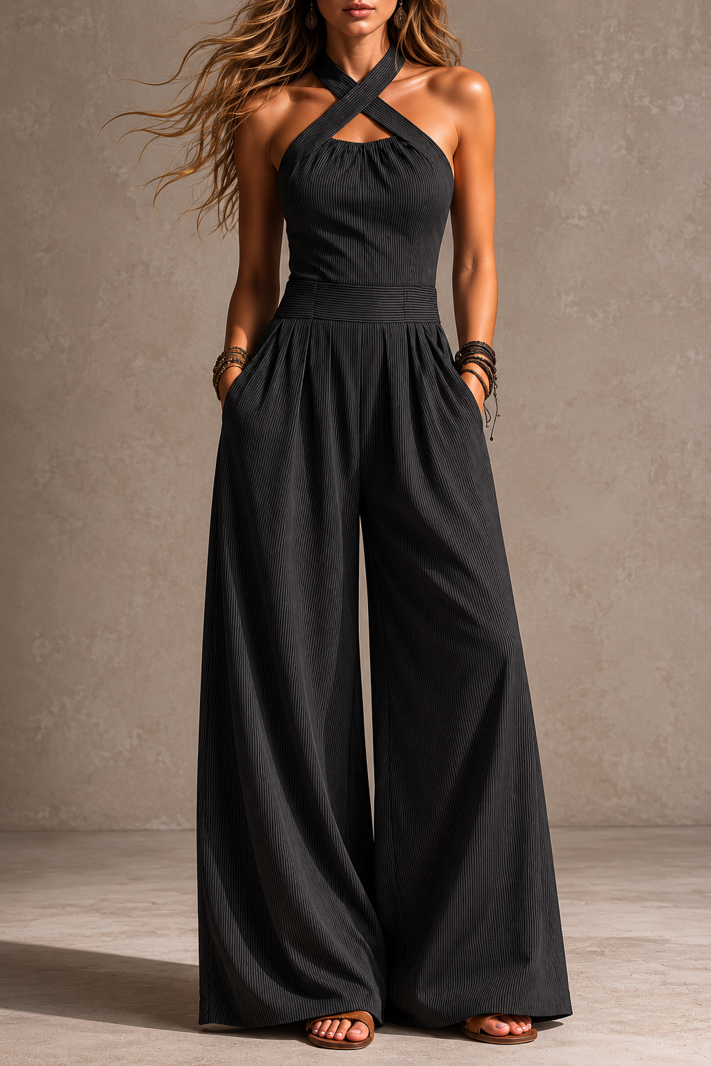 Mono Mujer Escote Cruzado Ajuste Elegante