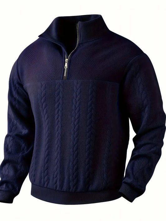 Jersey Hombre de Punto Trenzado Media Cremallera - Mavetta