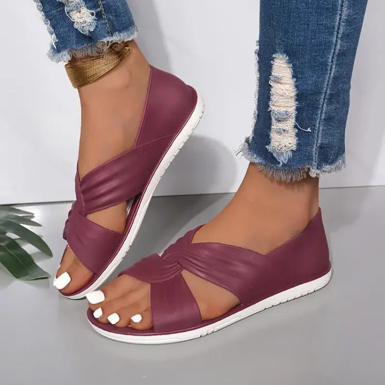 Sandalias Mujer de Cuero Diseño de Nudos Comodas Verano