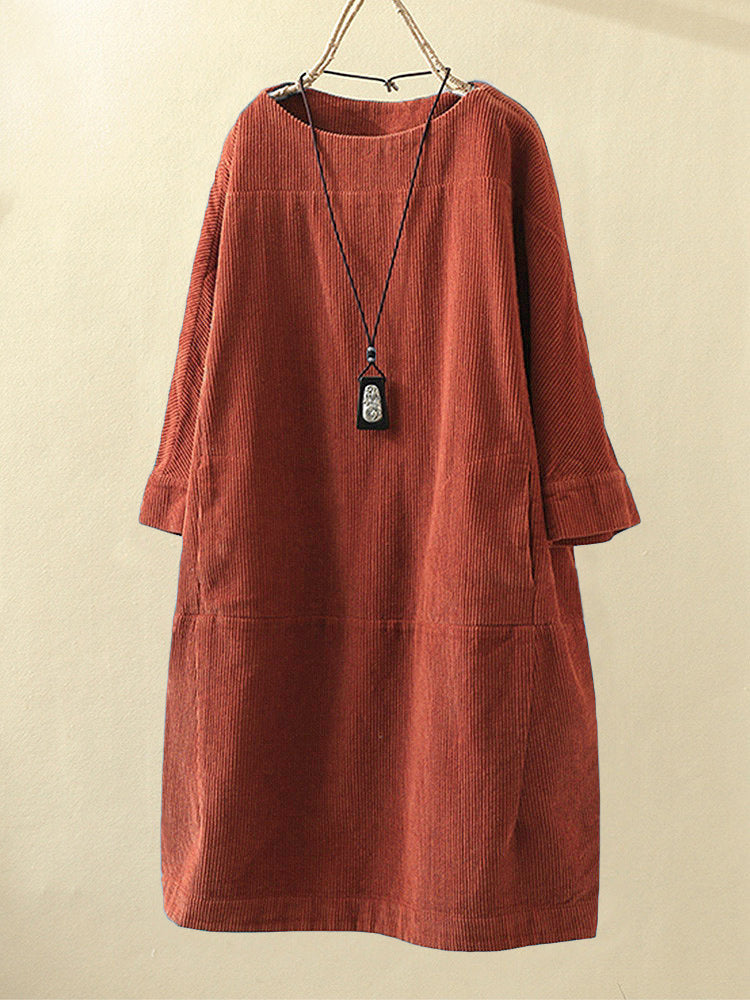 Vestido midi Mujer de Tencel Corte Favorecedor