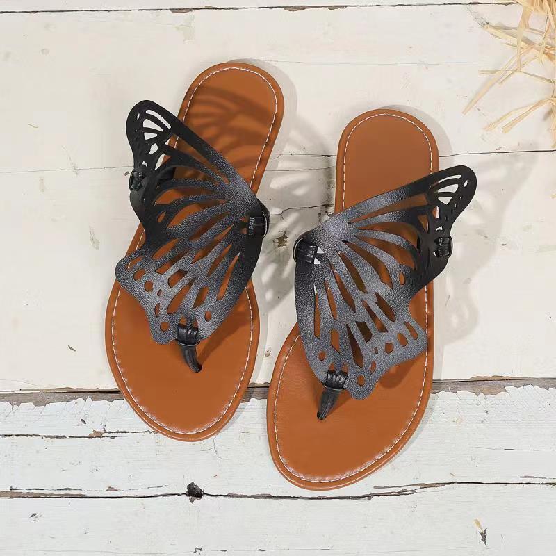 Sandalias Mujer Planas Comodas Diseño Alas de Mariposa Verano
