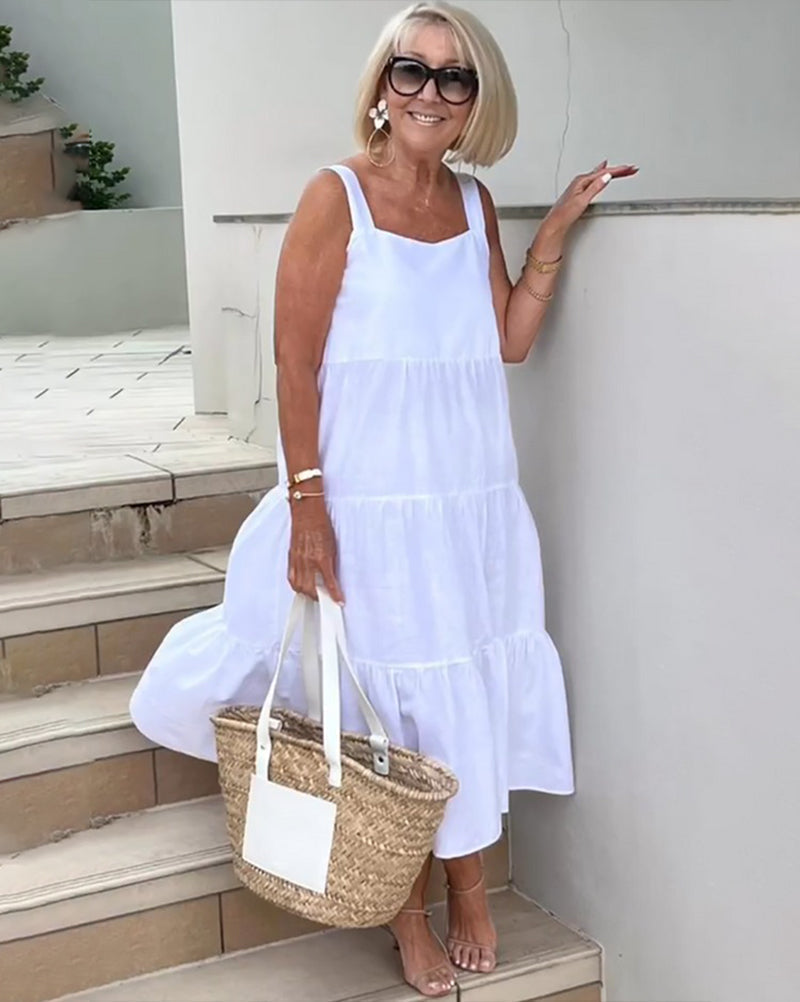 Vestido maxi mujer sin mangas capas corte suelto - Mavetta