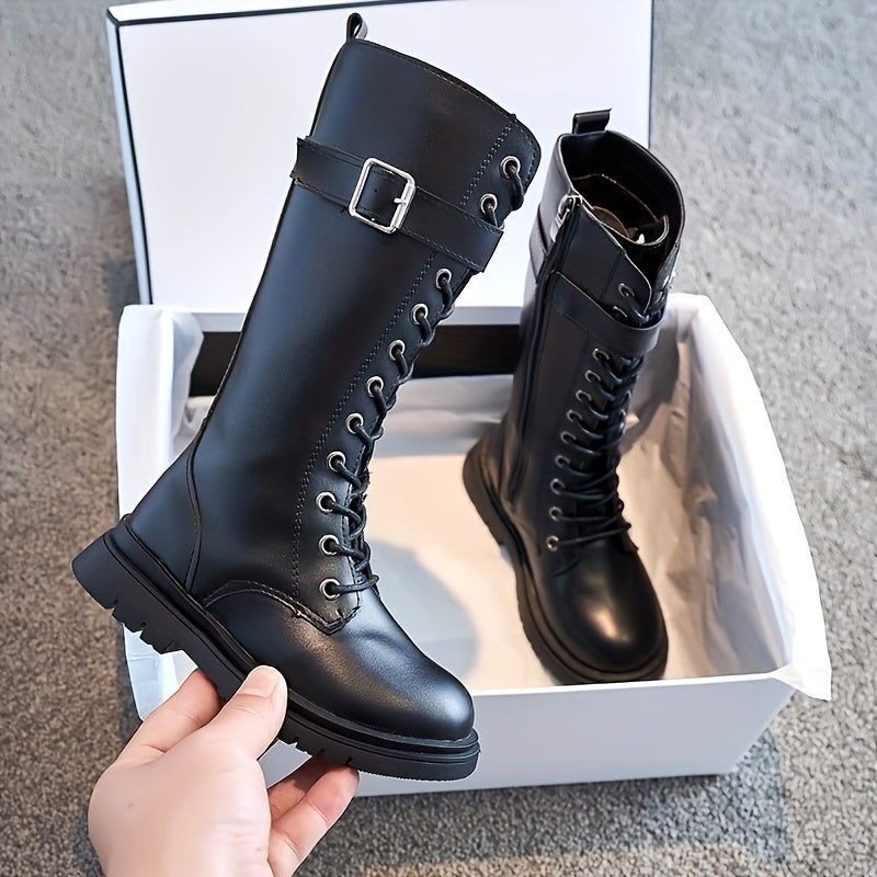 Botas Altas Niña con Cremallera y Diseño de Encaje